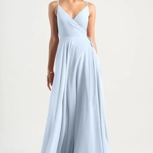 Jenny Yoo James Blue Chiffon Wrap Dress